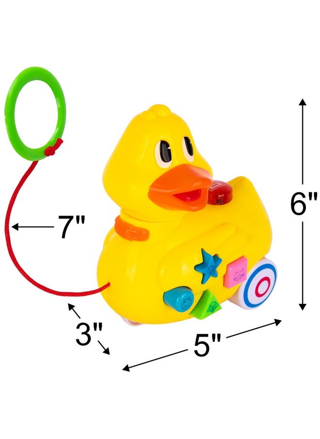 Musical Walking Duck Pull Toy - Yellow Duck Toy For Kids - Toddler Pull Toy Duck With Lights, Animal Sounds, And Music - Helps Teach Colors, Sounds, And Shapes - Gift For Kids 3 And Up