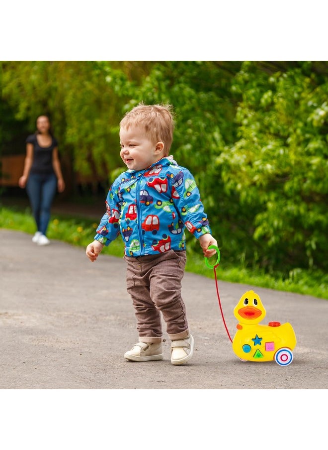 Musical Walking Duck Pull Toy - Yellow Duck Toy For Kids - Toddler Pull Toy Duck With Lights, Animal Sounds, And Music - Helps Teach Colors, Sounds, And Shapes - Gift For Kids 3 And Up