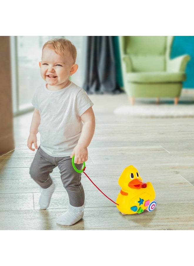 Musical Walking Duck Pull Toy - Yellow Duck Toy For Kids - Toddler Pull Toy Duck With Lights, Animal Sounds, And Music - Helps Teach Colors, Sounds, And Shapes - Gift For Kids 3 And Up