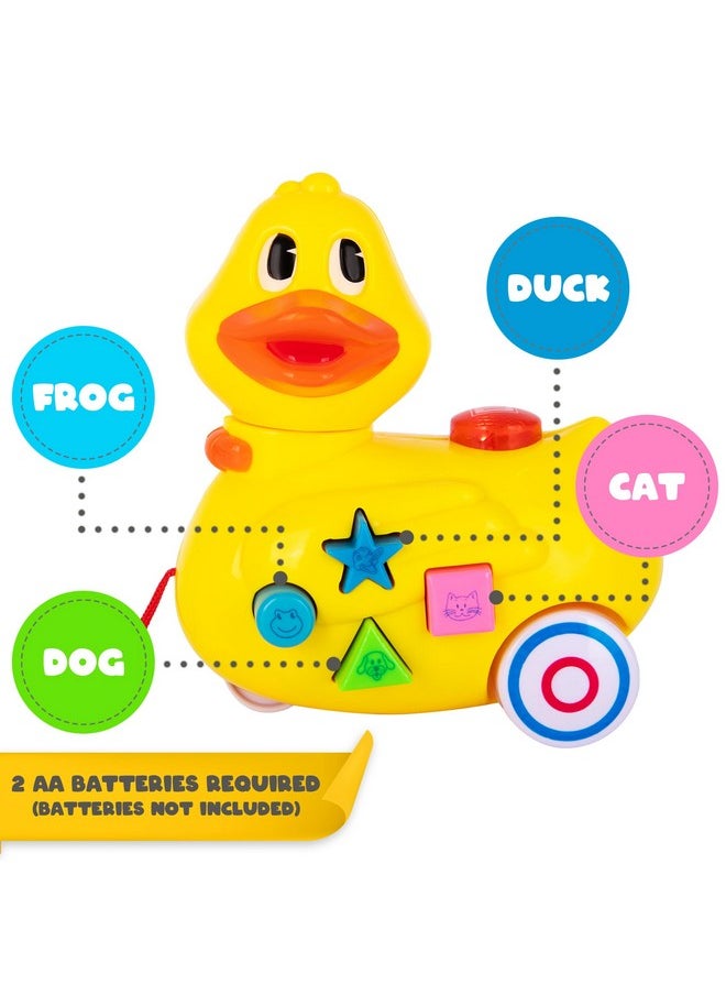 Musical Walking Duck Pull Toy - Yellow Duck Toy For Kids - Toddler Pull Toy Duck With Lights, Animal Sounds, And Music - Helps Teach Colors, Sounds, And Shapes - Gift For Kids 3 And Up