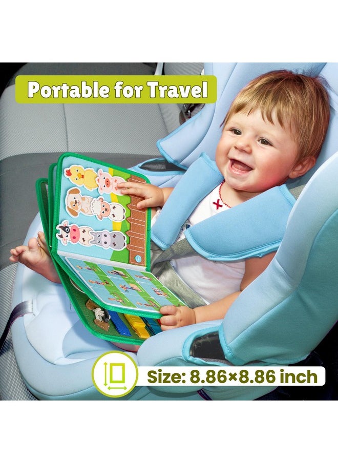 Busy Book For Toddlers 1-3, Farm Busy Board Montessori Toy For 1 2 3 4 Years Kids Boy Girl, Preschool Learning Activities Developing Sensory Board, Car Rides Airplane Toddler Travel Toys