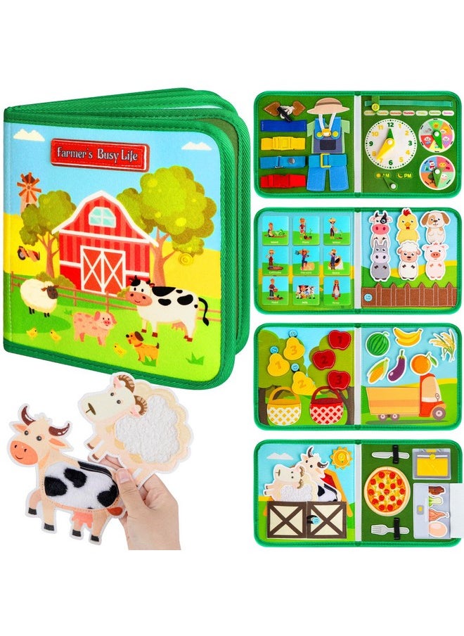 Busy Book For Toddlers 1-3, Farm Busy Board Montessori Toy For 1 2 3 4 Years Kids Boy Girl, Preschool Learning Activities Developing Sensory Board, Car Rides Airplane Toddler Travel Toys
