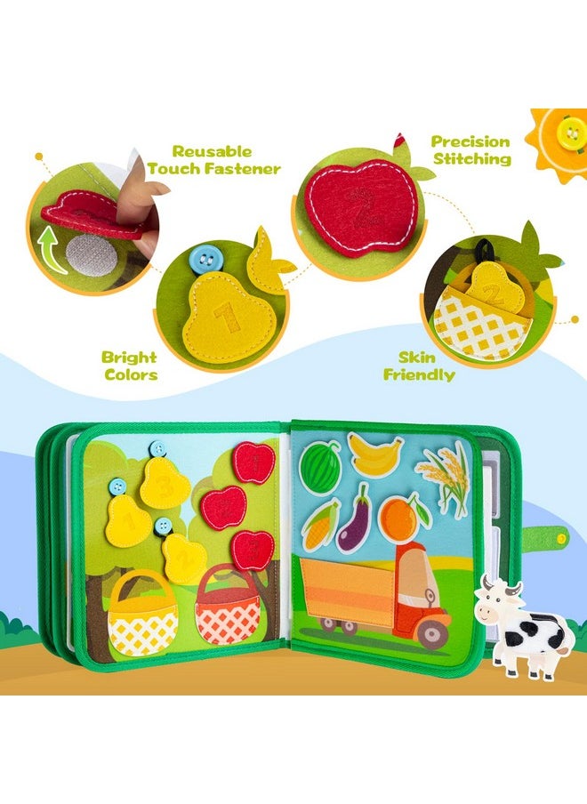 Busy Book For Toddlers 1-3, Farm Busy Board Montessori Toy For 1 2 3 4 Years Kids Boy Girl, Preschool Learning Activities Developing Sensory Board, Car Rides Airplane Toddler Travel Toys