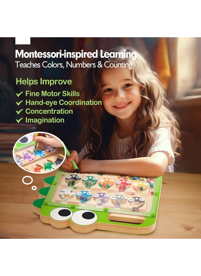 Montessori Toys For 3 Year Old - 2 In 1 Magnetic Color And Number Maze & Drawing Board, Preschool Learning Activities, 3 Year Old Girl Boy Sorting Toys Gifts