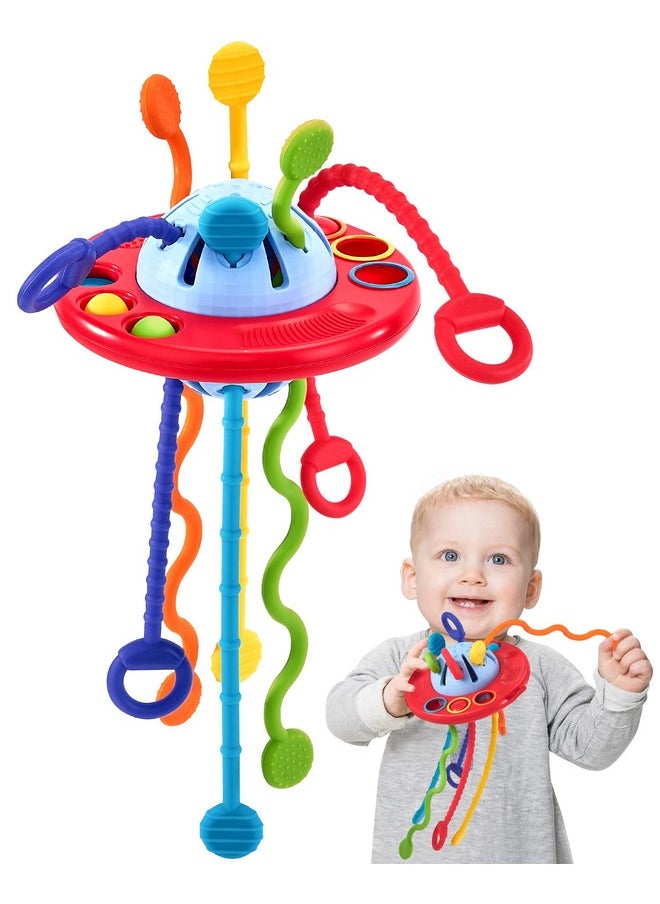 Toddler Toys - Silicone Pull String Toy For Toddlers Baby 18-24 Months - Baby Fidget Montessori Toys - Sensory Plane Travel Toys For 1 Year Old Boy Gifts