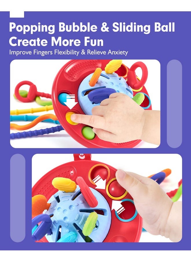 Toddler Toys - Silicone Pull String Toy For Toddlers Baby 18-24 Months - Baby Fidget Montessori Toys - Sensory Plane Travel Toys For 1 Year Old Boy Gifts