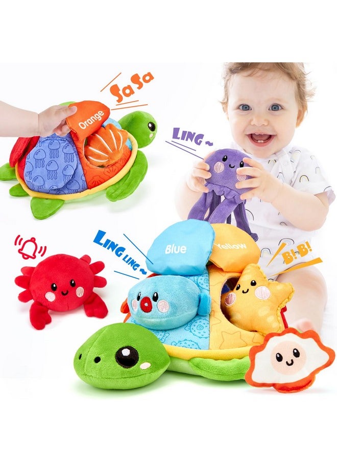 Montessori Toys For Babies 6-12 Months-6 Pcs Stuffed Animals Baby Activity Soft Crinkle Toys Fine Motor Skills Learning Toy Infant Sensory Toys For Babies 6 9 12 18 Months Gift