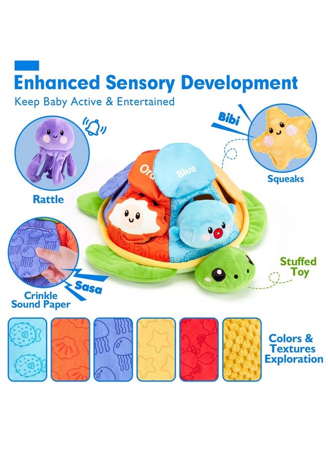 Montessori Toys For Babies 6-12 Months-6 Pcs Stuffed Animals Baby Activity Soft Crinkle Toys Fine Motor Skills Learning Toy Infant Sensory Toys For Babies 6 9 12 18 Months Gift