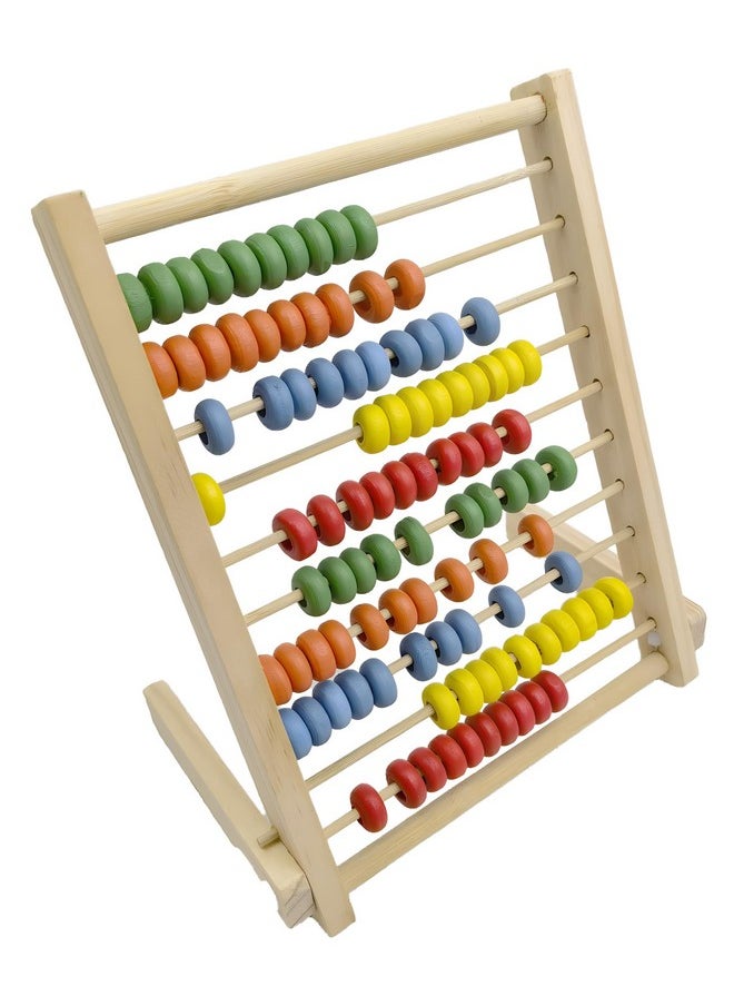 Wooden Counting Number Frame, 10 Rows Abacus For Learning Math (8-Inch)