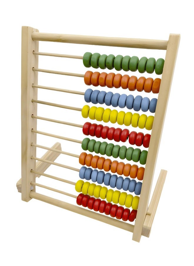 Wooden Counting Number Frame, 10 Rows Abacus For Learning Math (8-Inch)