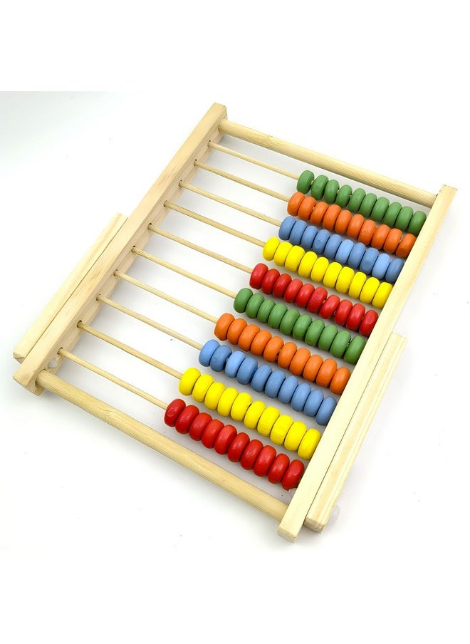 Wooden Counting Number Frame, 10 Rows Abacus For Learning Math (8-Inch)