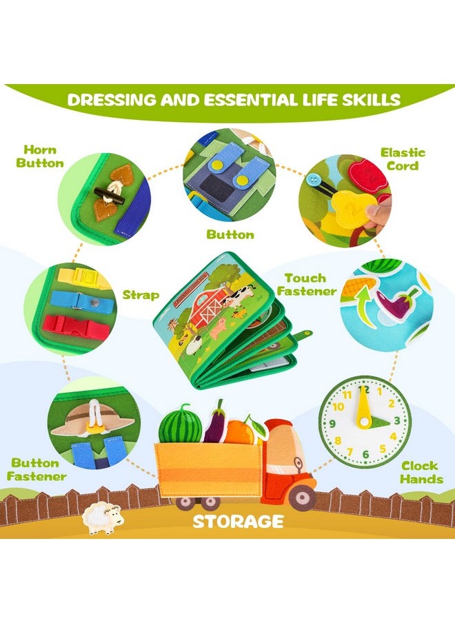 Farm Busy Book With Talking Flash Cards For Toddlers 1-3 - Montessori Busy Board For Boy Girl Birthday Gift - Learning Educational Toys With 224 Sight Words - Airplane Car Toddler Travel Toys