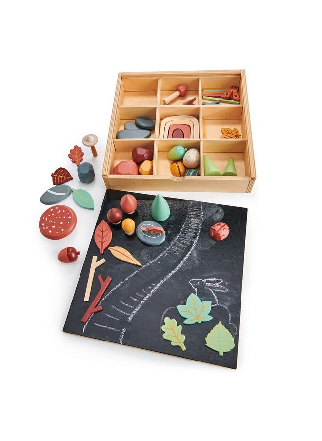 My Forest Floor - Wooden Open-Ended Tinker Tray Creative Play Box With Removable Compartments - Montessori Toy For Imaginative Play - Age 3+