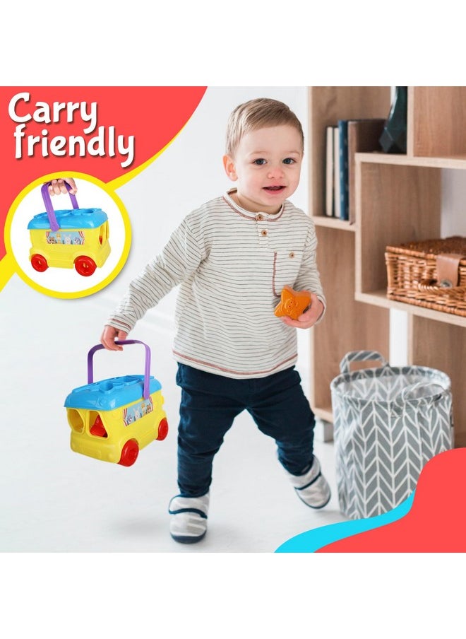Bus Shape Sorter Toy - Kids Block Sorter With 16 Colorful Shapes - Sorting Toys For Toddlers 1-3 - Creative Play Learning Skills Development