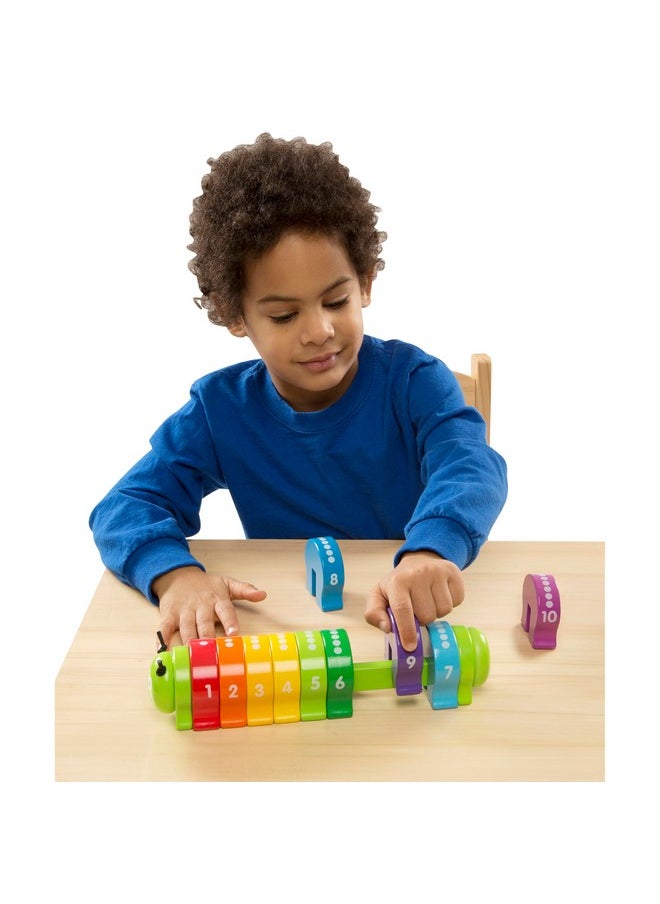 Counting Caterpillar Classic Wooden Toy With 10 Colorful Numbered Segments