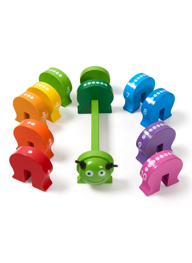 Counting Caterpillar Classic Wooden Toy With 10 Colorful Numbered Segments