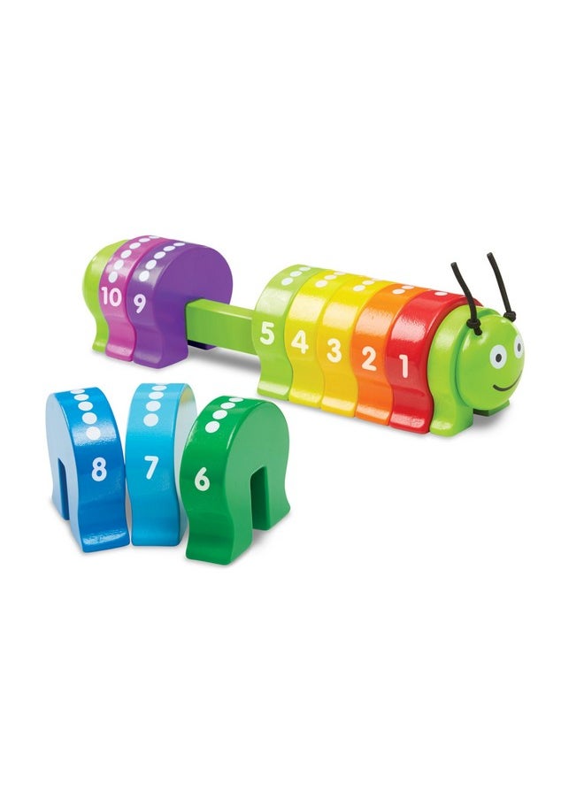 Counting Caterpillar Classic Wooden Toy With 10 Colorful Numbered Segments