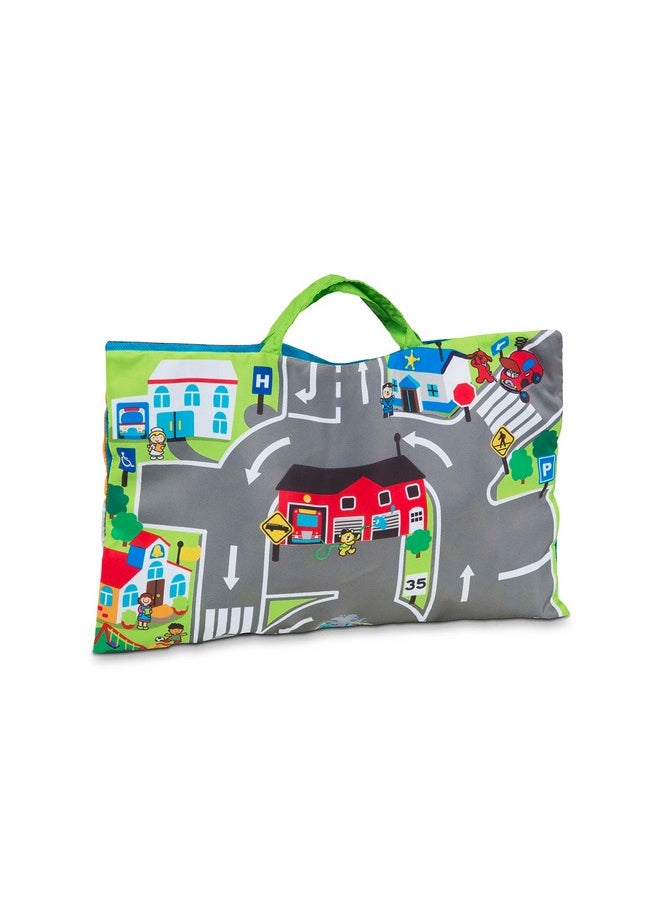 Takealong Town Play Mat (19.25 X 14.25 Inches) With 9 Soft Vehicles With Storage Bag Toy Vehicle Play Sets For Babies