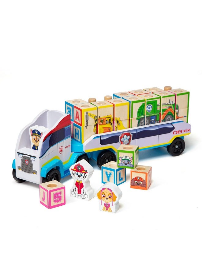 Paw Patrol Wooden Abc Block Truck (33 Pieces) Sort And Stack Toys Alphabet Blocks For Toddlers Vehicle Toys For Kids Ages 3+ 34.93 Cm X 17.78 Cm X 10.03 Cm