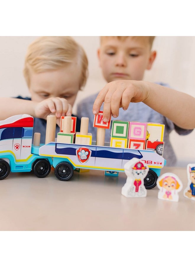 Paw Patrol Wooden Abc Block Truck (33 Pieces) Sort And Stack Toys Alphabet Blocks For Toddlers Vehicle Toys For Kids Ages 3+ 34.93 Cm X 17.78 Cm X 10.03 Cm