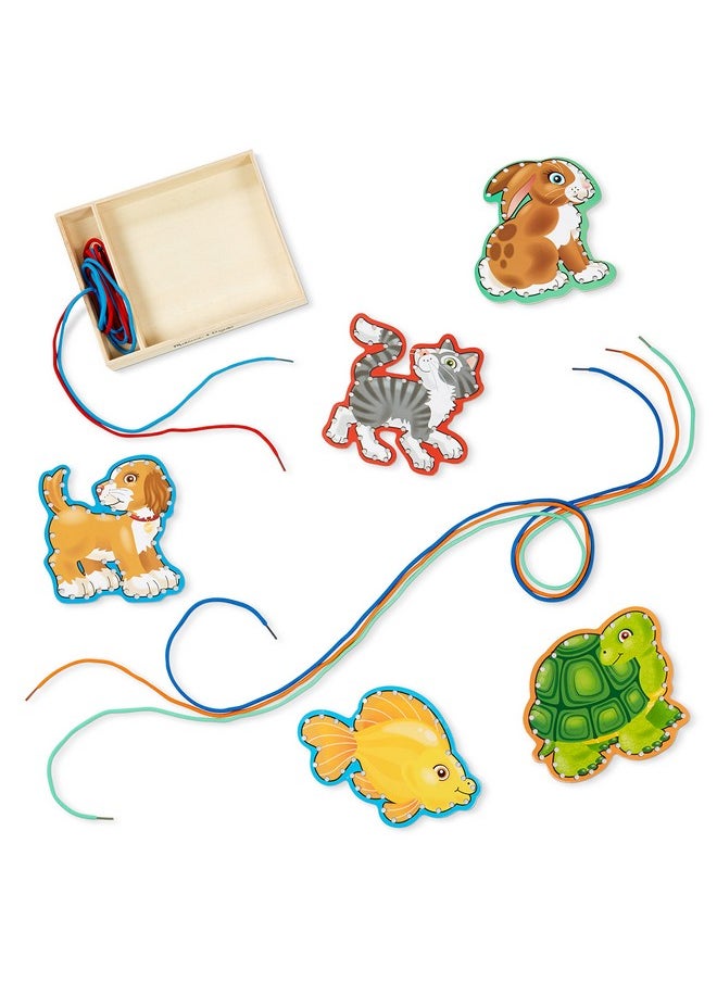 Lace And Trace Activity Set Pets 5 Wooden Panels And 5 Matching Laces Lacing Toys For Toddlers Fine Motor Skills Threading Cards For Preschoolers And Kids Ages 3+