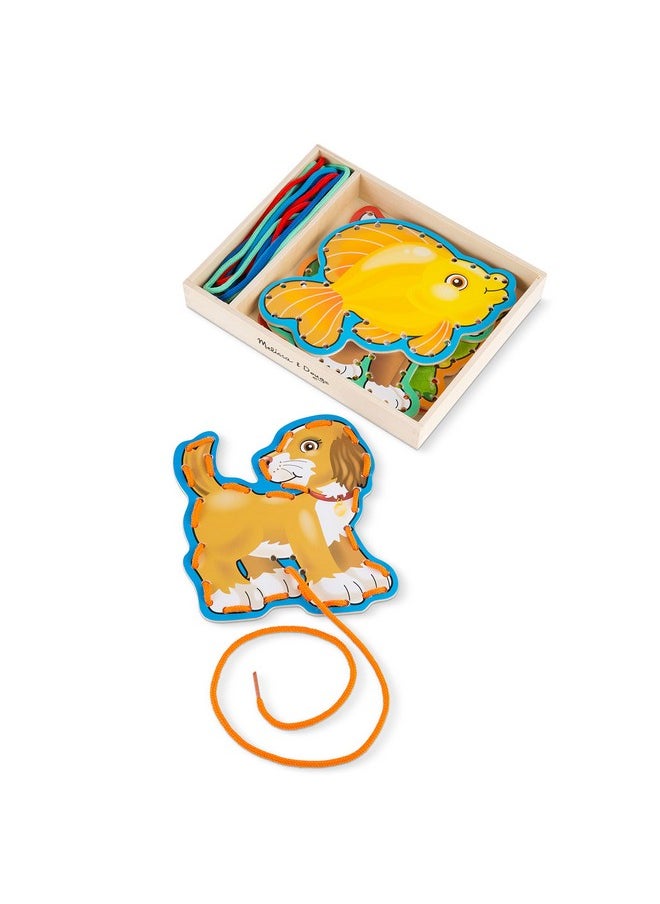 Lace And Trace Activity Set Pets 5 Wooden Panels And 5 Matching Laces Lacing Toys For Toddlers Fine Motor Skills Threading Cards For Preschoolers And Kids Ages 3+