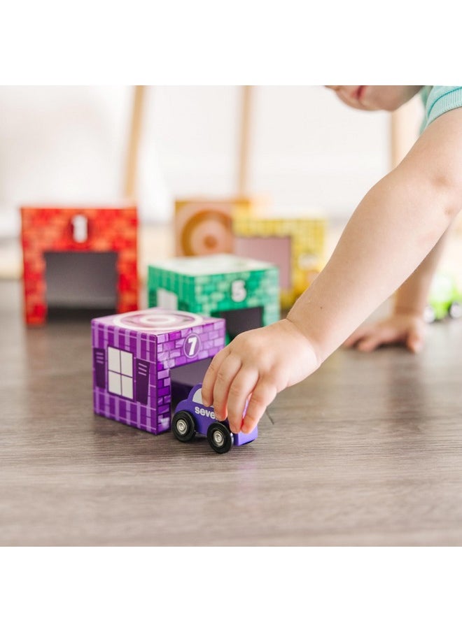 Nesting And Sorting Garages And Cars With 7 Graduated Garages And 7 Stackable Wooden Cars Numbers Learning Toys Garage Toy Sorting And Stacking Toys For Toddlers Ages 2+