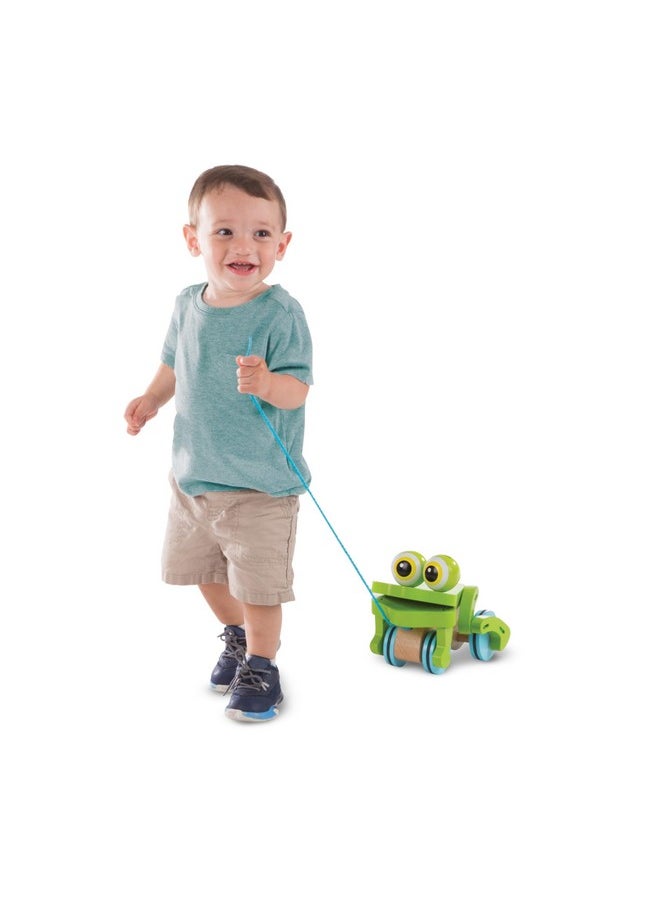 First Play Frolicking Frog Wooden Pull Toy Developmental Duck Pull Toy For Toddlers Ages 1+