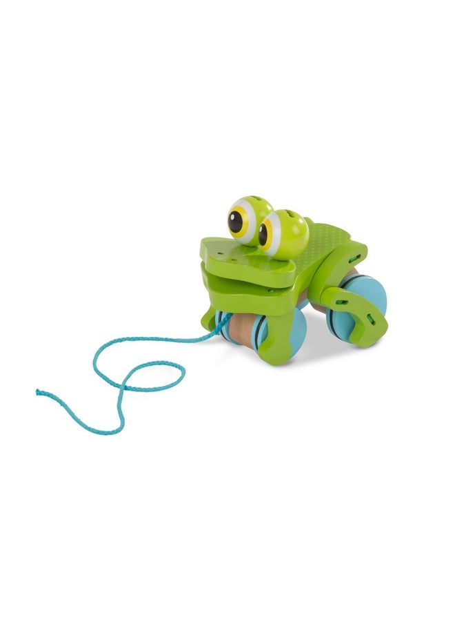 First Play Frolicking Frog Wooden Pull Toy Developmental Duck Pull Toy For Toddlers Ages 1+