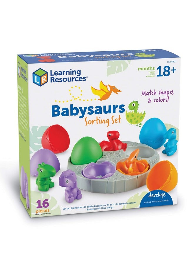 Babysaurs Sorting Set 16 Pieces Ages 18+ Months Dinosaurs For Toddlers Dinosaurs Action Figure Toys Kids' Play Dinosaur And Prehistoric Creature Figures