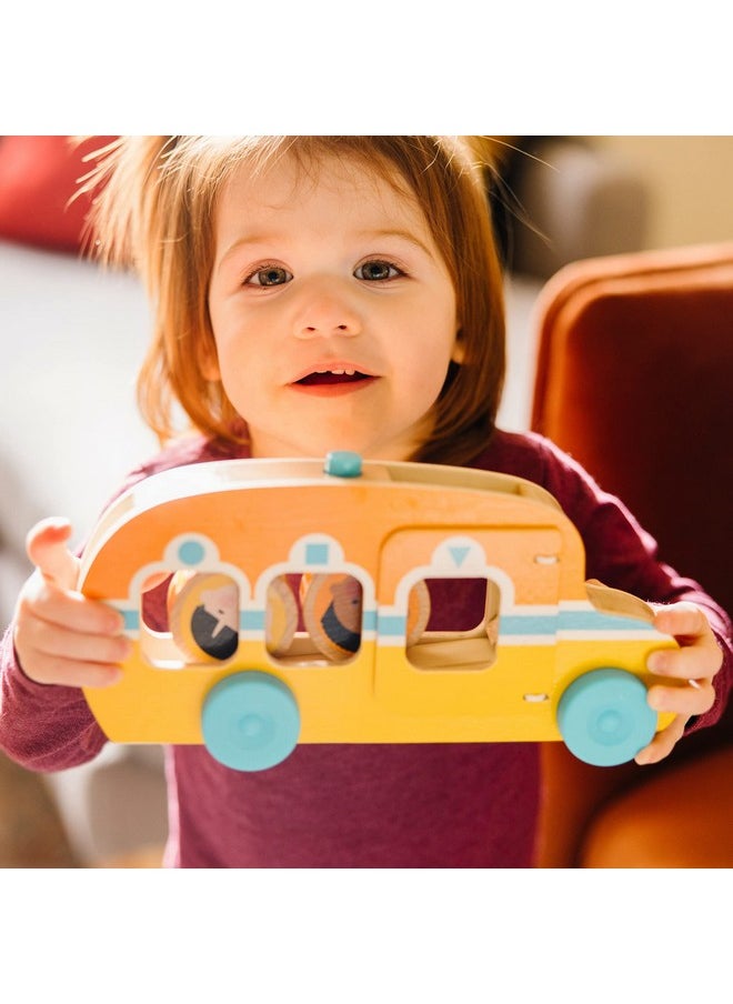 Go Tots Wooden Roll & Ride Bus With 3 Disks Fsccertified Materials