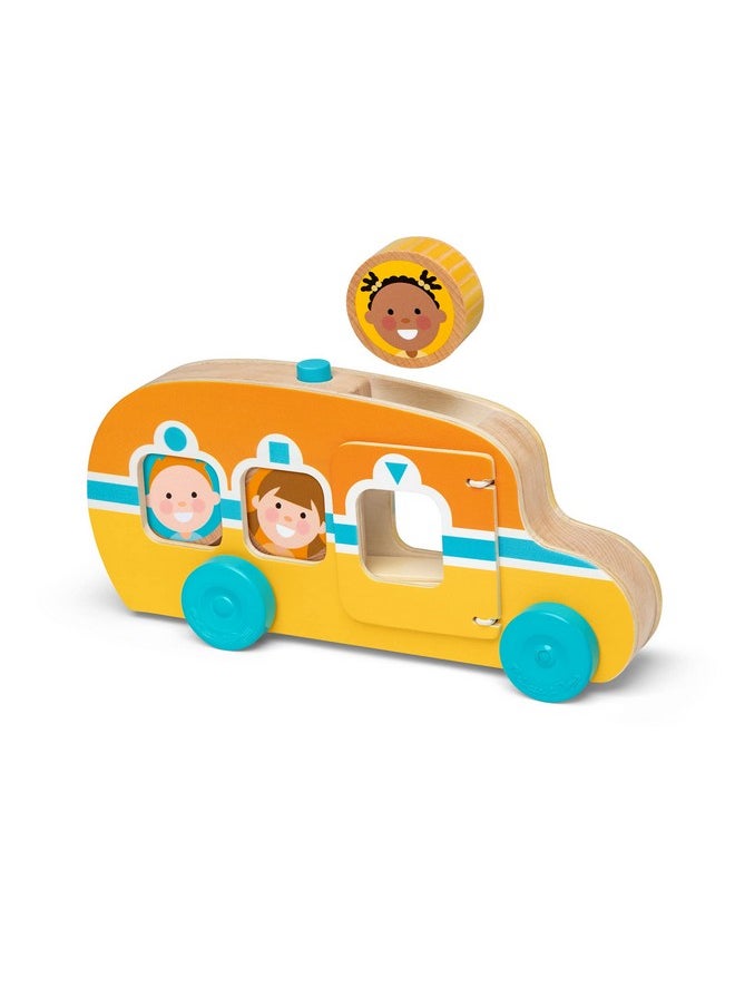 Go Tots Wooden Roll & Ride Bus With 3 Disks Fsccertified Materials