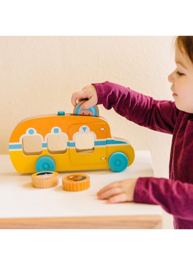 Go Tots Wooden Roll & Ride Bus With 3 Disks Fsccertified Materials