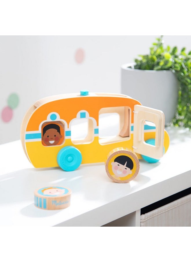 Go Tots Wooden Roll & Ride Bus With 3 Disks Fsccertified Materials