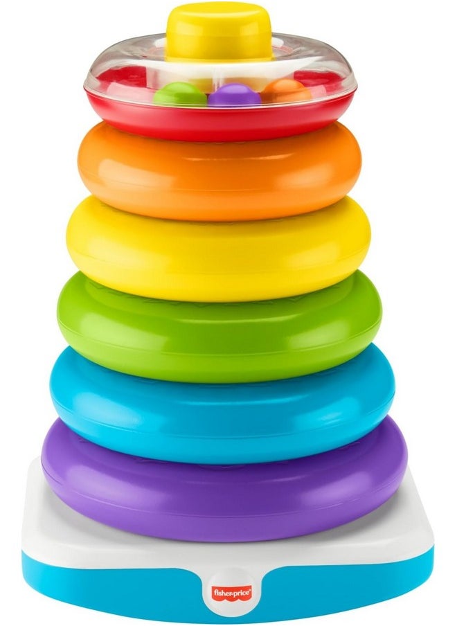 Toddler Toy Giant Rockastack 6 Stacking Rings With Rolypoly Base For Ages 1+ Years 14+ Inches Tall