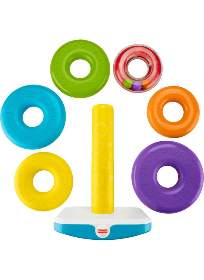 Toddler Toy Giant Rockastack 6 Stacking Rings With Rolypoly Base For Ages 1+ Years 14+ Inches Tall