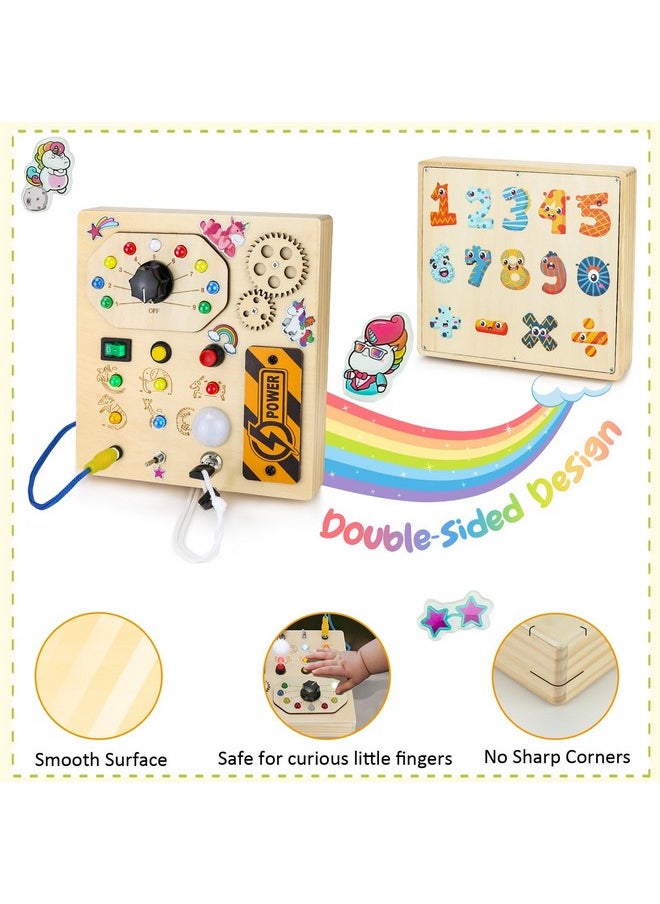 Montessori Busy Board With Led Light Switch For Toddlers 13 Wooden Sensory Board Travel Toys For Toddlers Baby Montessori Toys Christmas Birthday Gifts For Boys Girls 1 + Year Old