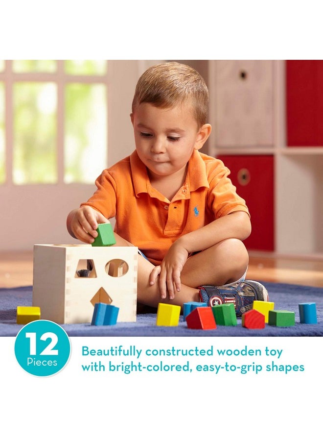 Shape Sorting Cube Classic Wooden Toy With 12 Shapes Kids Shape Sorter Toys For Toddlers Ages 2+