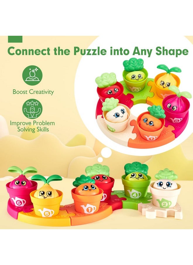 Montessori Toys For 1 Year Old Gifts - Puzzle & Garden Set - Color Sorting Stacking Daycare Learning Toys For Toddlers 1-3