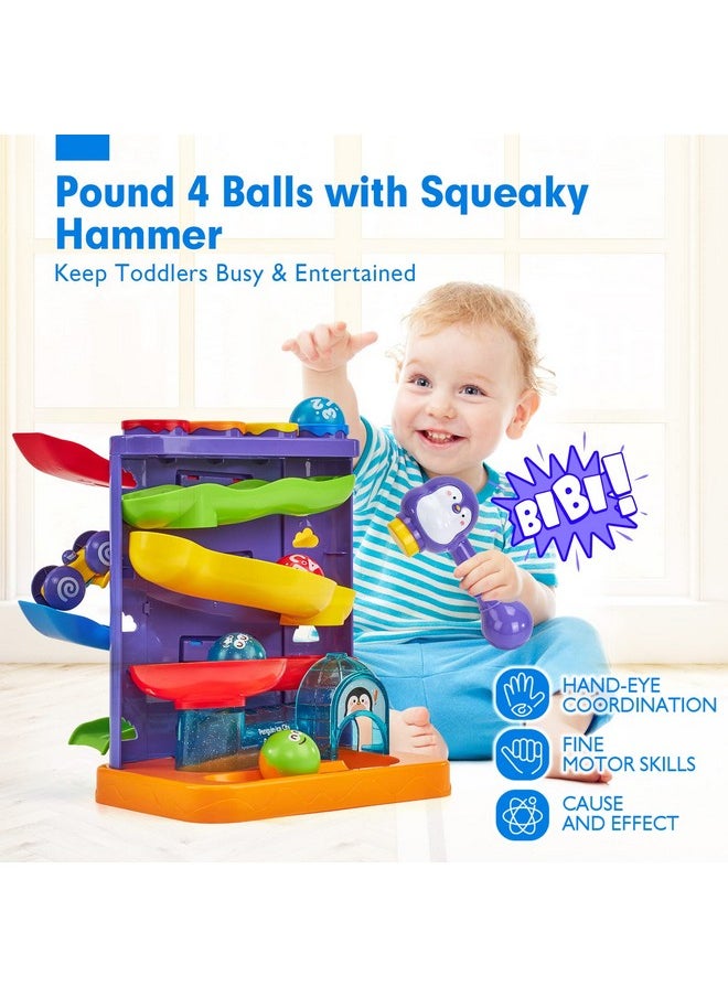 Toddler Toys For 1 Year Old Boy Birthday Gift 2 In 1 Pound Ball Toy & Car Ramp Race Track Learning Active Early Developmental Montessori Toys For 1-Year-Old Birthday Gifts