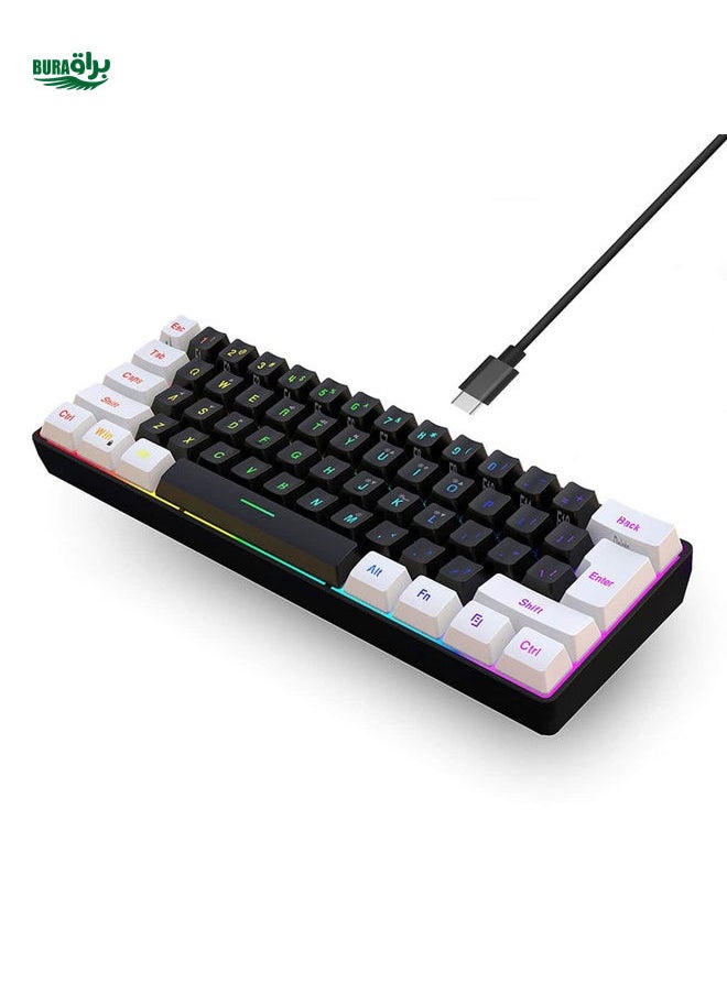 HXSJ Hxsj 61-key Membrane Wired Keyboard With Separated Key Cap And Key Line, Two-color Injection Molding, Suitable For Gaming, Home, Office, Usb Plug And Play Computer Keyboard V700