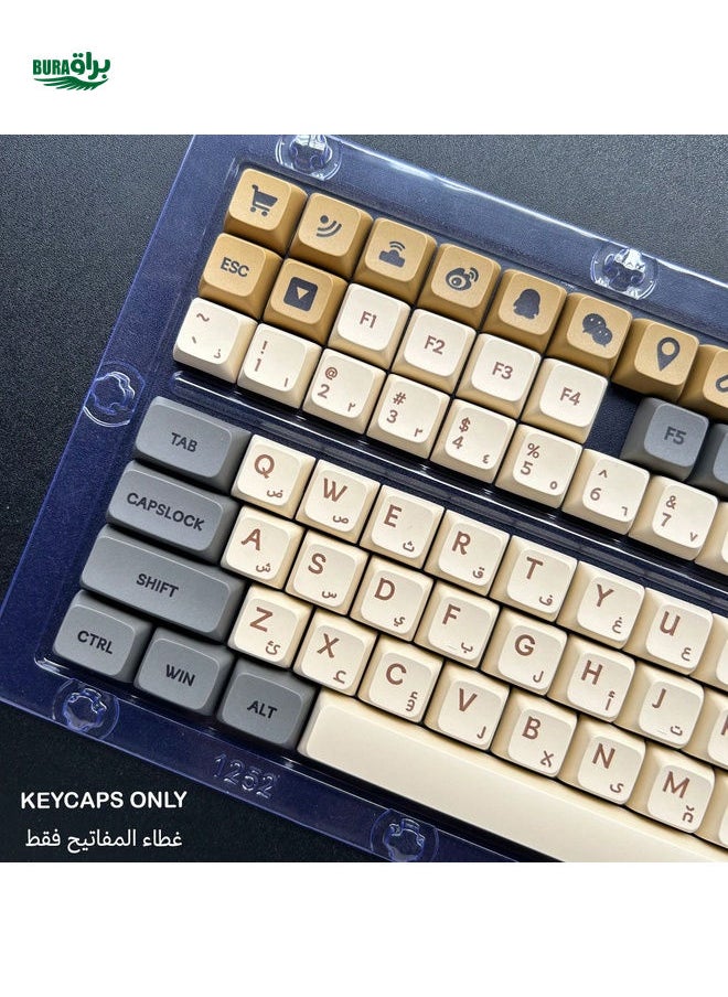 125 Keys Shimmer Arabic Keycaps Set PBT Material XDA Profile Height Dye-Sublimation Cartoon Style Key Caps For 61/64/68/82/84/87/98/104/108 ANSI/ISO Layout Universal Compatibility For Cherry  TTC Gateron JWK Bsun MX Switches Mechanical Keyboards