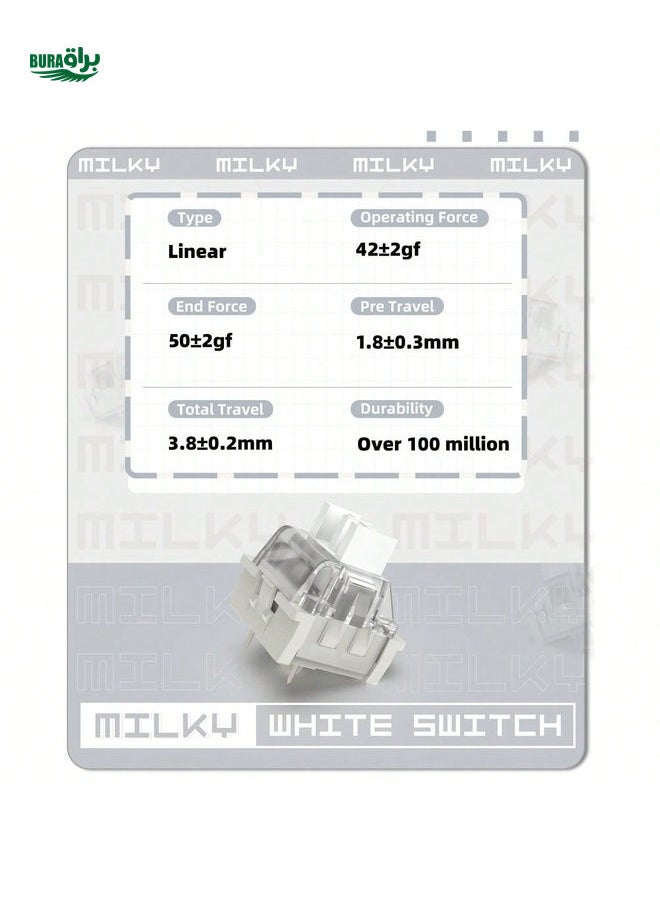 MAGIC-REFINER MAGIC-REFINER X Creamy White Switches For Mechanical Keyboard DIY, 42gf Linear Keyswitch 3 Pins, Factory Pre Lubed With POM Stem Compatible For MX Mechanical Keyboard Switch Set