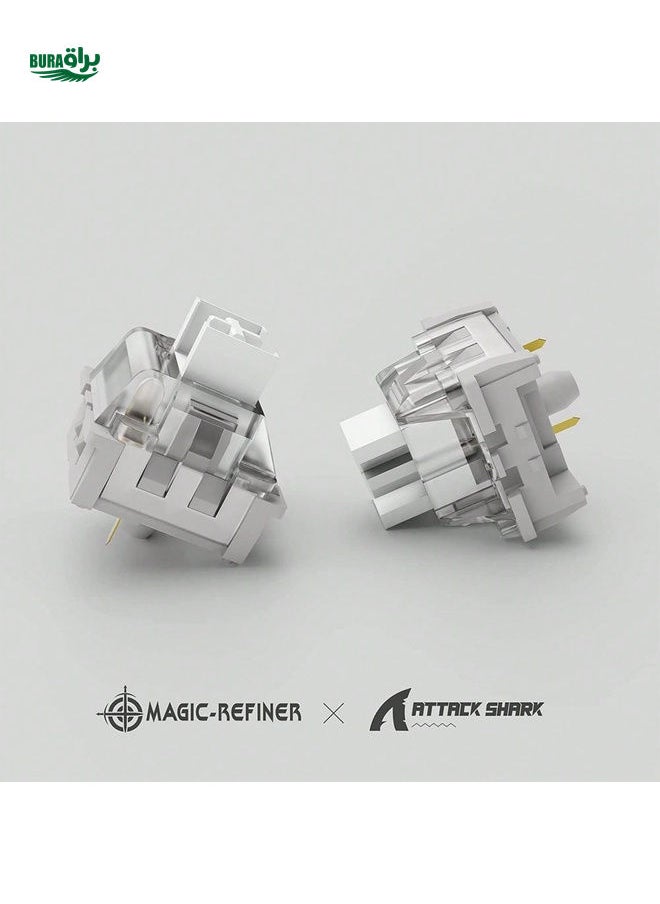 MAGIC-REFINER MAGIC-REFINER X Creamy White Switches For Mechanical Keyboard DIY, 42gf Linear Keyswitch 3 Pins, Factory Pre Lubed With POM Stem Compatible For MX Mechanical Keyboard Switch Set