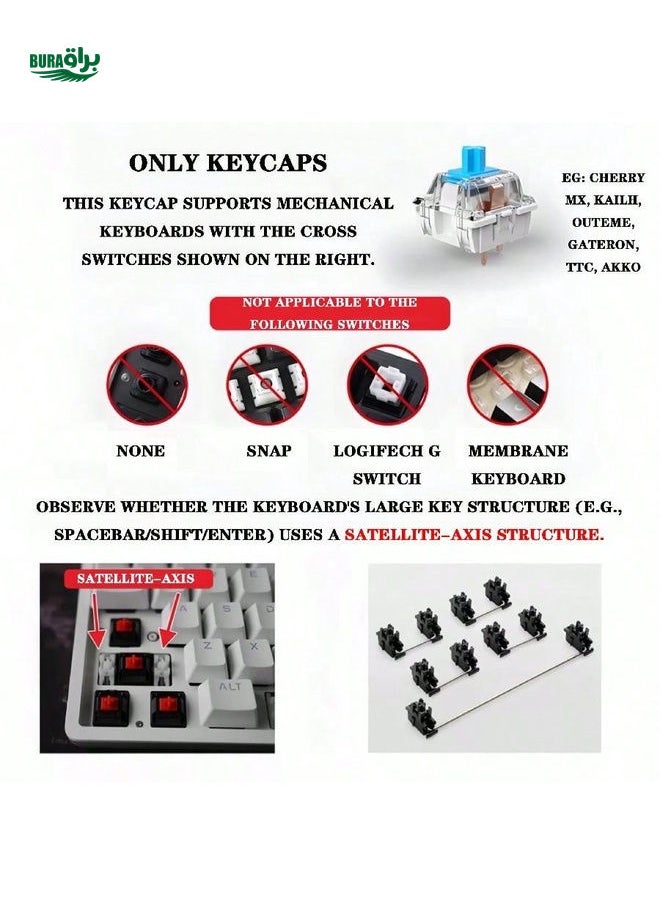 133 Keys Akko 3068 World Tour Tokyo Side Printed Insamia Pbt Cherry Mx Switch Mechanical Keyboard Keycaps Set For 61/64/84/87/104/108 Keys