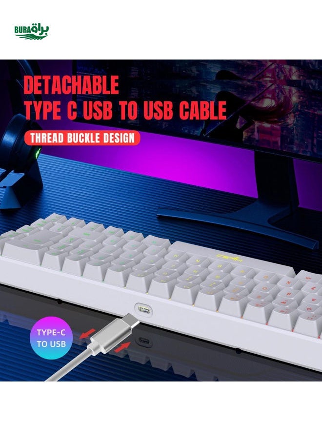 HXSJ Hxsj 68-key Wired Membrane Keyboard With Rgb Backlight & Usb-c Detachable Key Cord, Suitable For Home, Gaming And Office