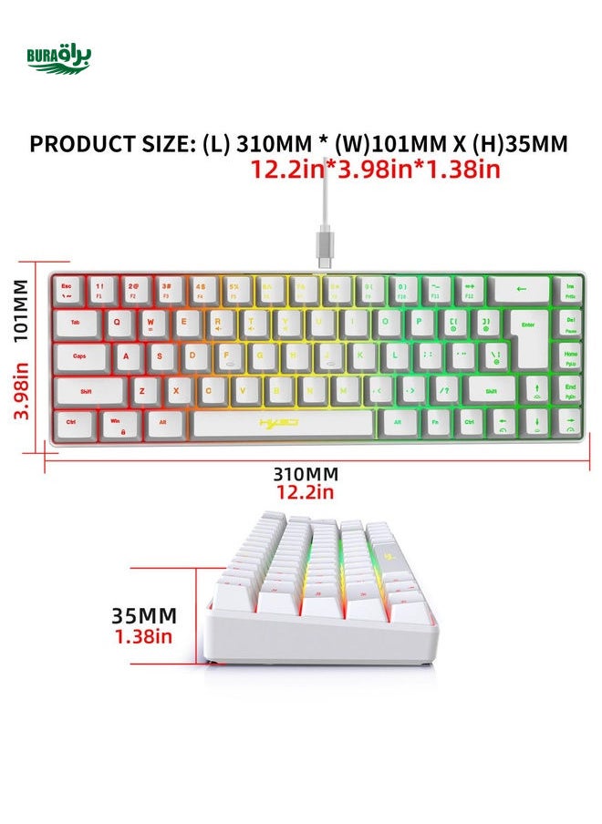 HXSJ Hxsj 68-key Wired Membrane Keyboard With Rgb Backlight & Usb-c Detachable Key Cord, Suitable For Home, Gaming And Office