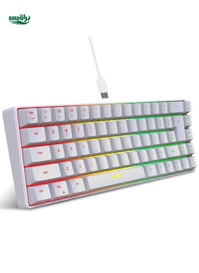 HXSJ Hxsj 68-key Wired Membrane Keyboard With Rgb Backlight & Usb-c Detachable Key Cord, Suitable For Home, Gaming And Office