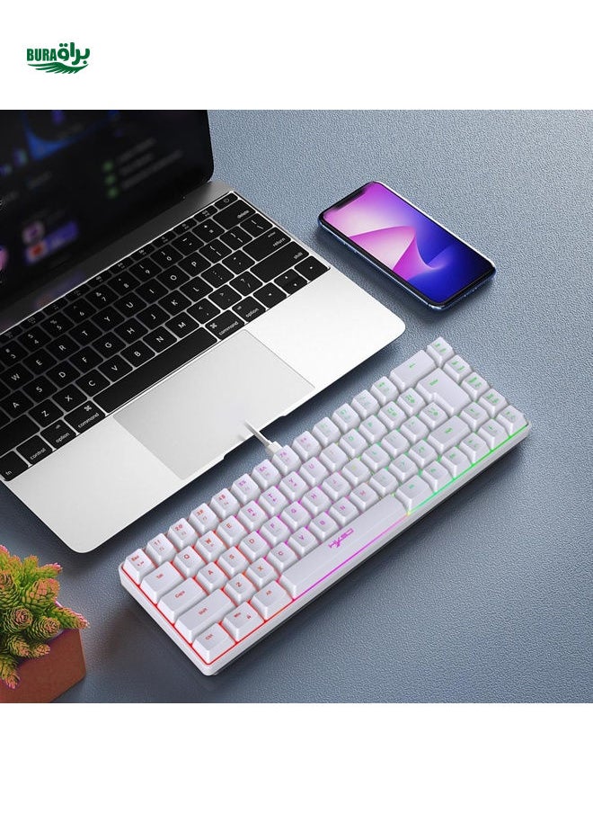 HXSJ Hxsj 68-key Wired Membrane Keyboard With Rgb Backlight & Usb-c Detachable Key Cord, Suitable For Home, Gaming And Office