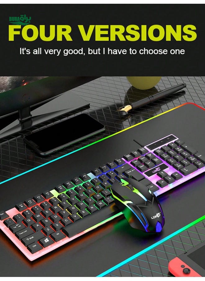 LDKai LED Backlit Luminous Mechanical Gaming Keyboard and Mouse Set